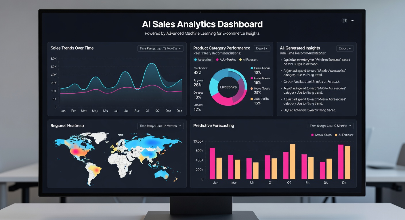 AI sales analytics dashboard showing GroceryMart's real-time inventory and demand data