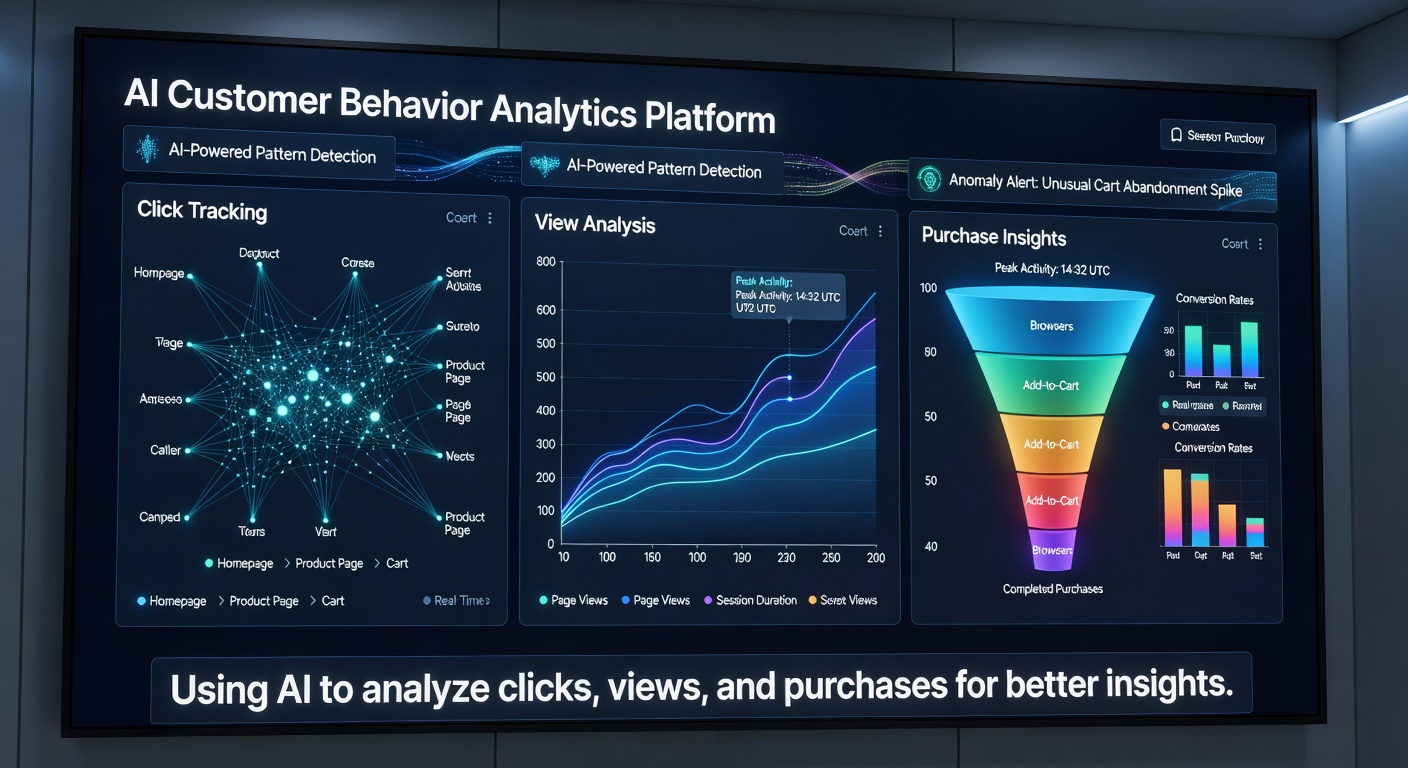 Customer behaviour tracking dashboard showing journey maps and cohort analysis